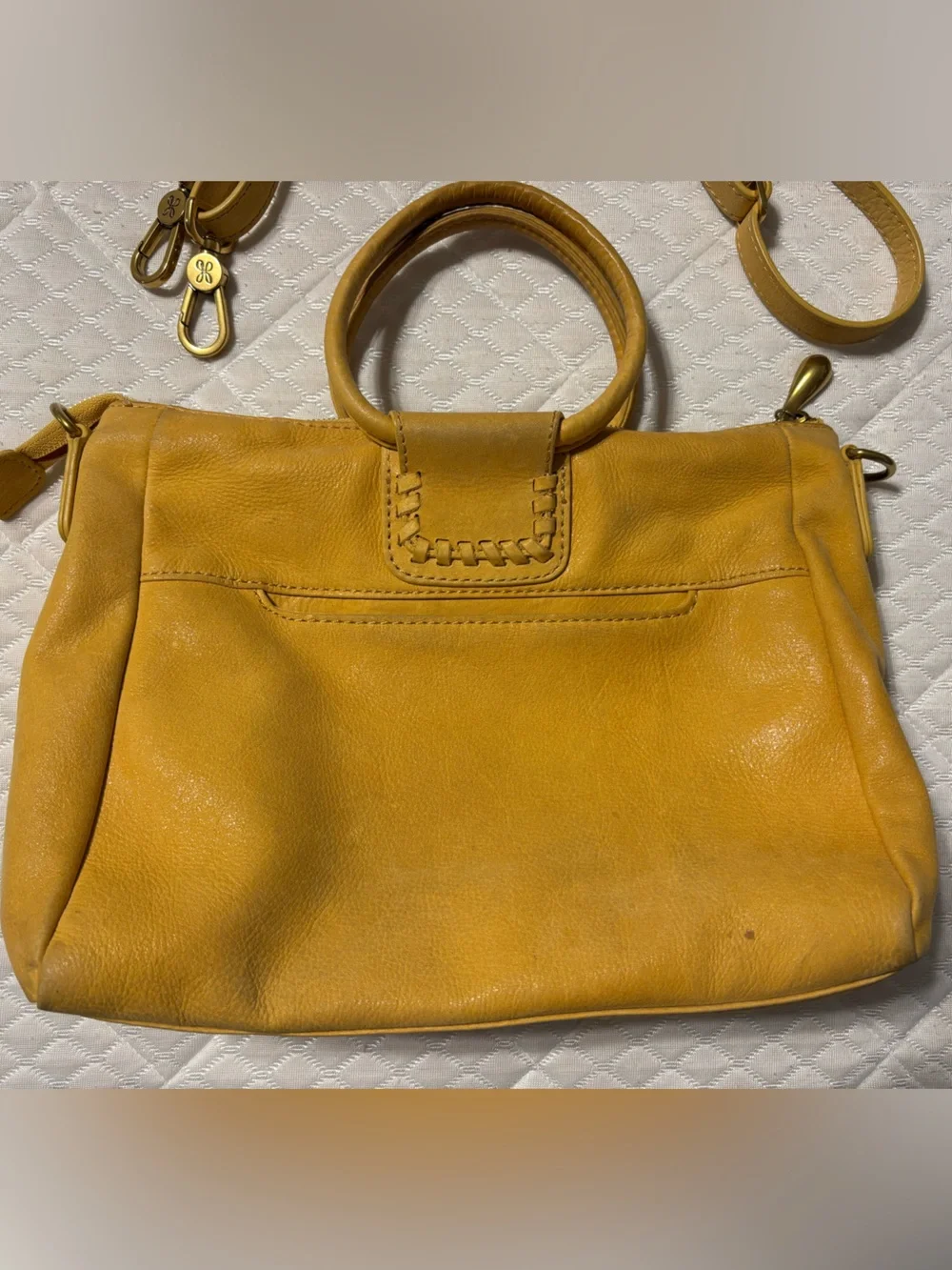 HOBO Medium Sheila Mustard Yellow Leather Bag with Top Handles